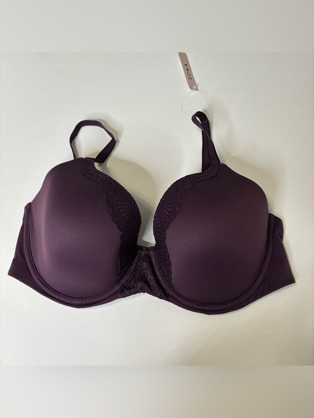 NWT Soma Bra 38DD Embraceable Crochet Perfect Coverage Plum Purple